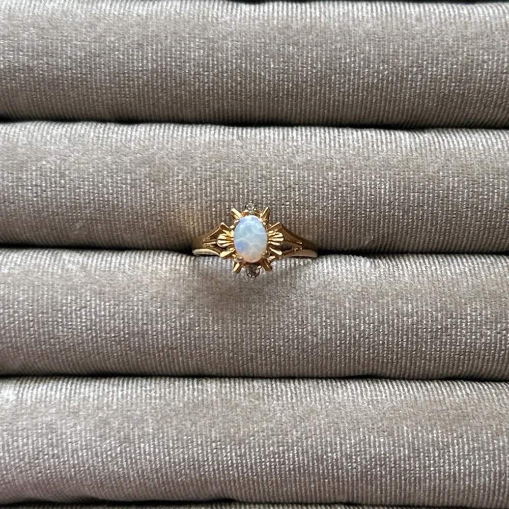 Gold Opal Sunburst Ring - women’s jewelry